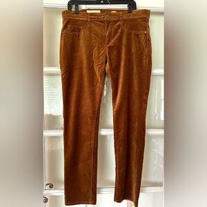 Pilcro Anthropologie Brown Gold Velvet Straight Leg Pants Size 32